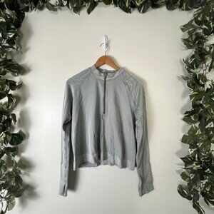 Lululemon Athletic Rest Less Cropped Half Zip Jacket Grey Sage Size 14